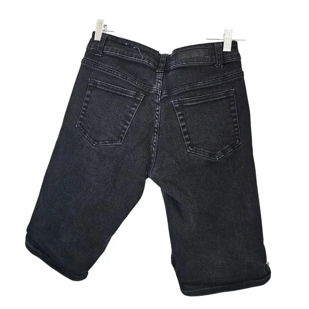 BLACK Label Jean Short Men's 30 Cotton Ripped Zipper Denim Bermuda‎